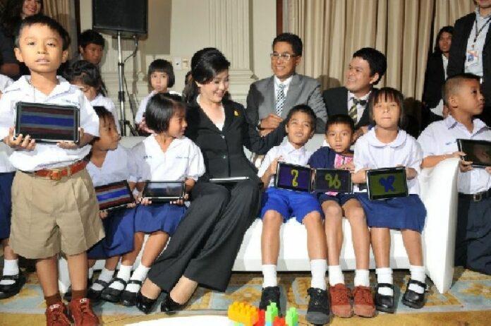 Prime Minister Yingluck Shinawatra at the launch of one tablet per child program, June 2012
