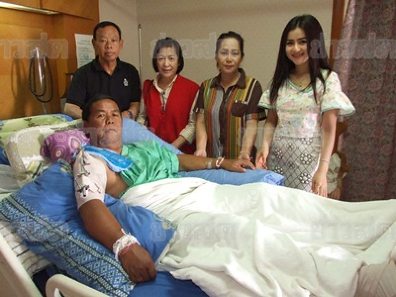 Mr. Kwanchai Praipana with his family members in hospital