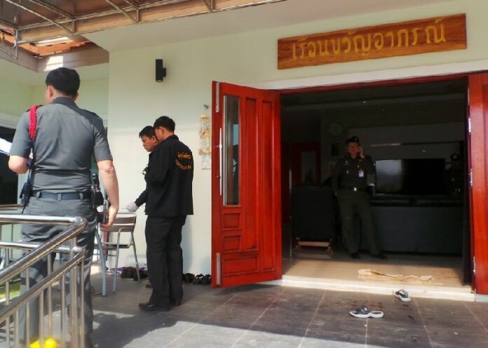 Scene of the shooting at Mr. Kwanchai Praipana's residence, 22 January 2014