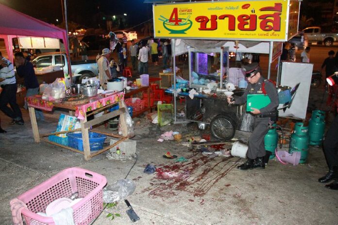 Aftermath of the grenade and gunfire attacks at PCAD rally in Trat province, 22 February 2014