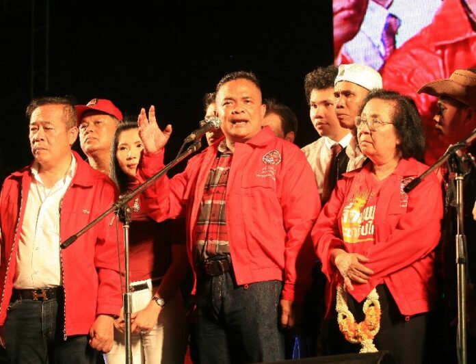Mr. Jatupon Prompan (speaking) on UDD rally stage, 15 March 2014