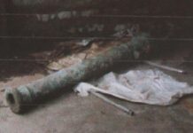 Portuguese Cannon Smashed To Build Buddha Figure