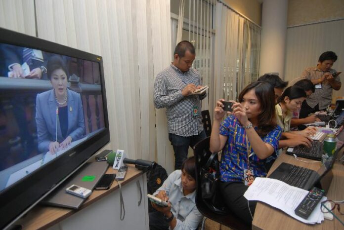 Ex-Prime Minister Yingluck giving testimony for a court case that ousted her today at the Constitutional Court in Bangkok, Thailand, 06 May 2014.