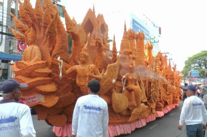 Giant candle parade in Korat for the start of Buddhist Lent, 12 July 2014.