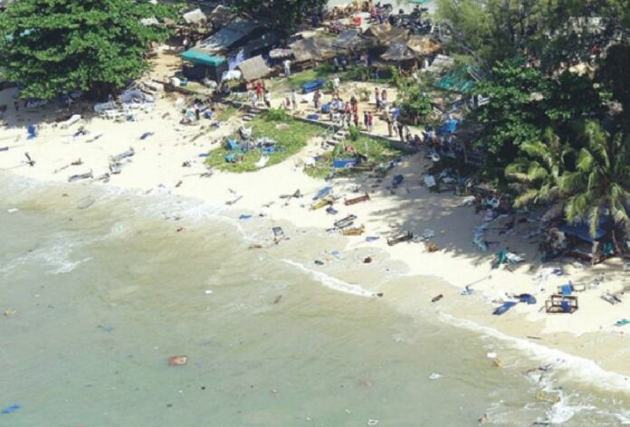 Karon Beach on Phuket Island after the 2004 tsunami.