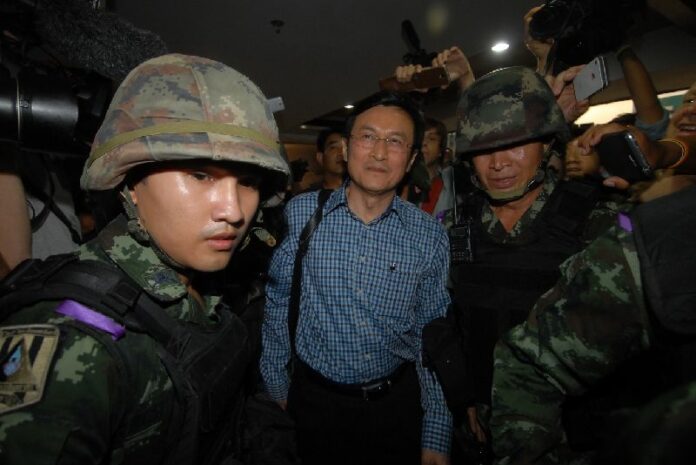 Former Education Minister Chaturon Chaisaeng shortly after he was arrested by soldiers at the Foreign Correspondent Club of Thailand, 28 May 2014