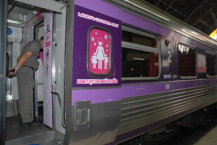 A ladies-only sleeping car as it parked at Hua Lumphong Central Train Station in Bangkok , 1 August 2014.