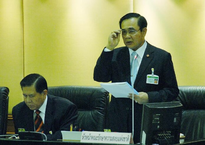 Gen. Prayuth Chan-ocha proposed a budget to the National Legislative Assembly on 18 August 2014.<br />