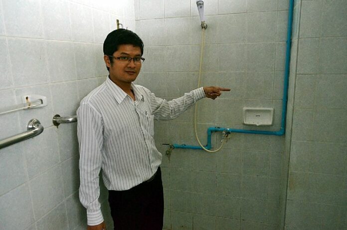 Hospital staff point to site where the porn video was filmed.