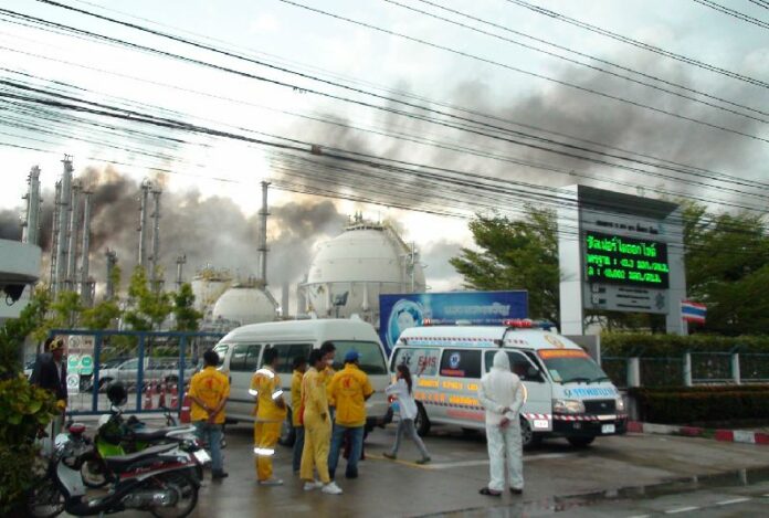 An explosion in Map Ta Phut Industrial Estate in Rayong province on 5 May 2012.<br />