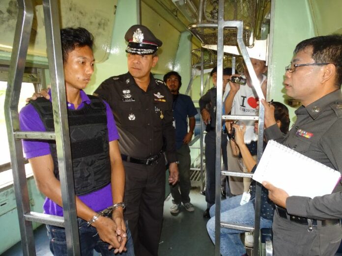 Wanchai Saengkhao reacting the crime for police on 9 July 2014.<br />