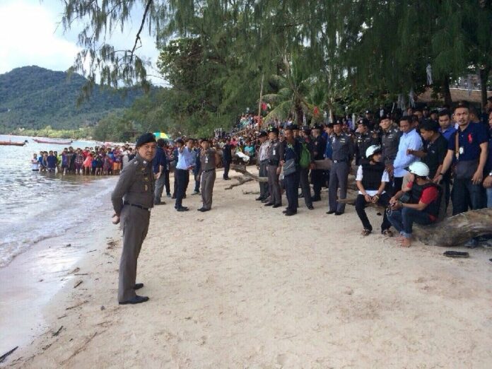 Police chief Somyot Pumphanmuang on Koh Tao for the suspects' crime re-enactment. 3 Oct 2014.