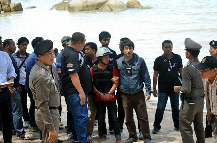 The two suspects were ordered to "re-enact" their alleged crime on 3 Oct 2014.