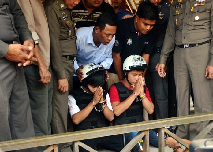 21-year-old migrant workers Win Saw Htun and Saw Lin have been accused by police of murdering two British tourists on Koh Tao. 3 Oct 2014.<br />