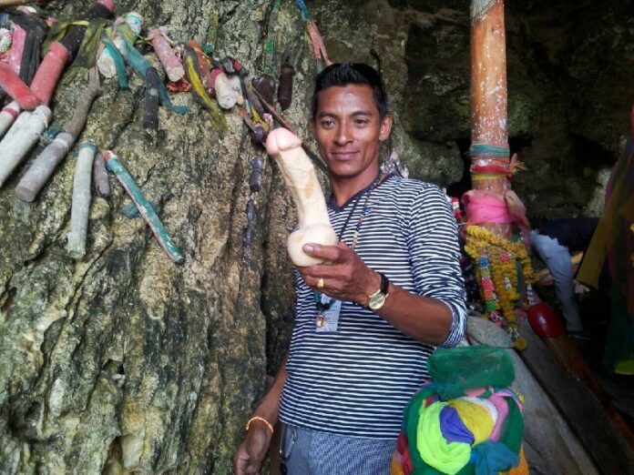 A park official was recently dispatched to clear the Krabi's Pranang cave of hundreds of sex objects that visitors were leaving in place of garlands and traditional Buddhist offerings.