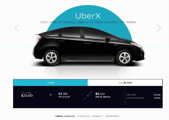 A photo from Uber Bangkok's website. The taxi service company was recently deemed illegal in Thailand.