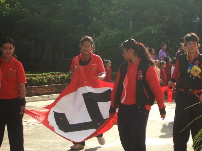 A Nazi-themed parade at Sacred Heart School in Chiang Mai, 2011. Photo: Simon Wiesenthal Center