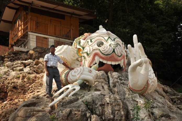 The three-metre tall statue of Hanuman at Rai Don Temple in Phetchaburi province.