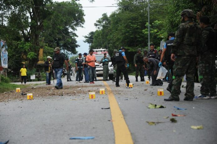 A file photo of the aftermath of an IED attack on soldiers in the Deep South, 21 October 2014.