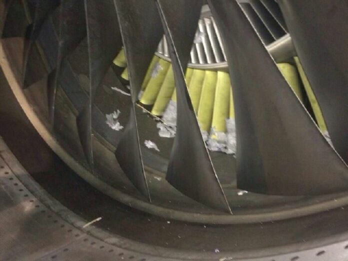 A flight was cancelled on New Year’s Eve when scraps of a lantern were found in the plane’s engine, 31 Dec 2014.<br />