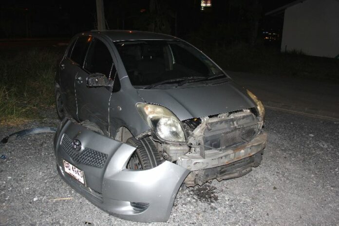 The toyota that 25-year-old Jirapat Tangapivattana crashed into with his Ferrari on 12 Jan 2015.