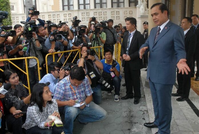 File photo of Gen. Prayuth speaking to the media on 17 Sept, 2014.