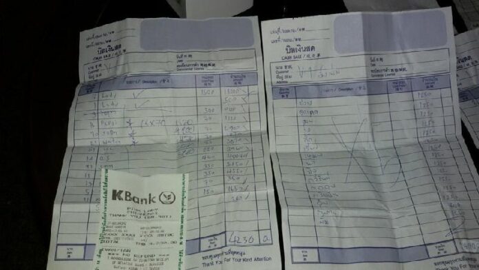 The bill 8 tourists received from the Pink Lady Bar in Chiang Mai on 17 January totaling more than 100,000 baht for a night of drinking and eating.<br />