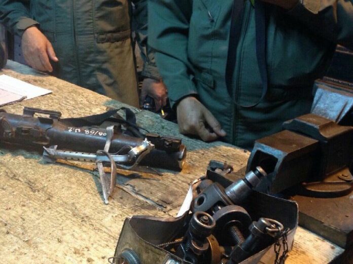 The RPG that exploded during a repair effort at the headquarters of the Ordnance Corps in Bangkok, 9 Feb 2015.<br />