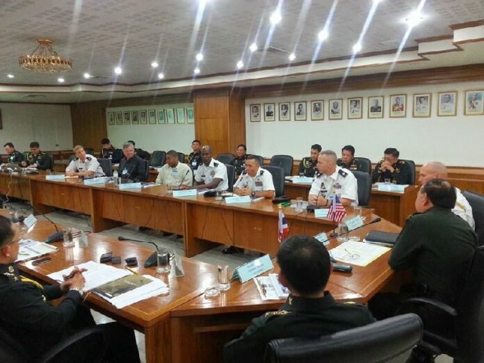 A joint meeting between US and Thai military personnel on cyber security in Feb 2014.