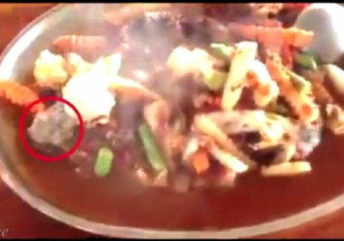 A screenshot from the video of the soup posted on social media.