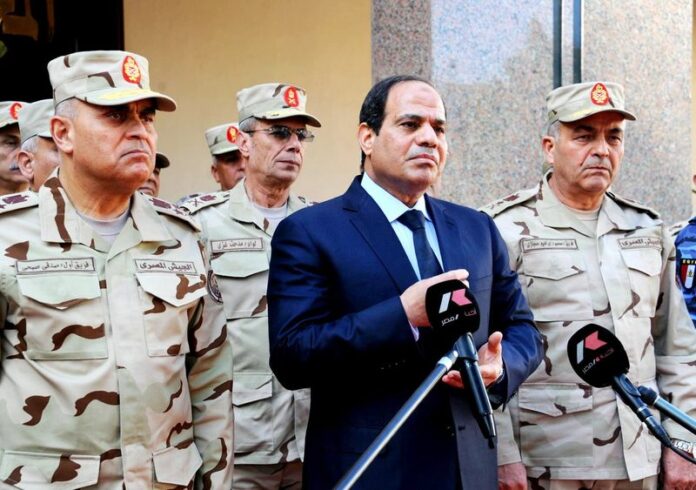 Egyptian President Abdel-Fattah al-Sissi delivers a speech following a recent meeting of the Supreme Council of the Armed Forces (SCAF) in Cairo. Egypt has carried out airstrikes against militants loyal to Islamic State who released a video showing the mass execution of 21 Egyptian Christians. EPA