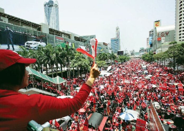 A Redshirt rally in Bangkok on 3 April 2010.