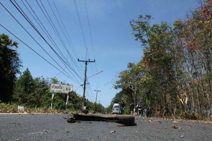The site where an IED exploded in Pattani on 3 March 2015.<br />