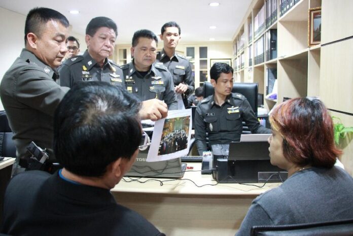 Police interrogate Nattathida Meewangpla, 36, on 17 March 2015.