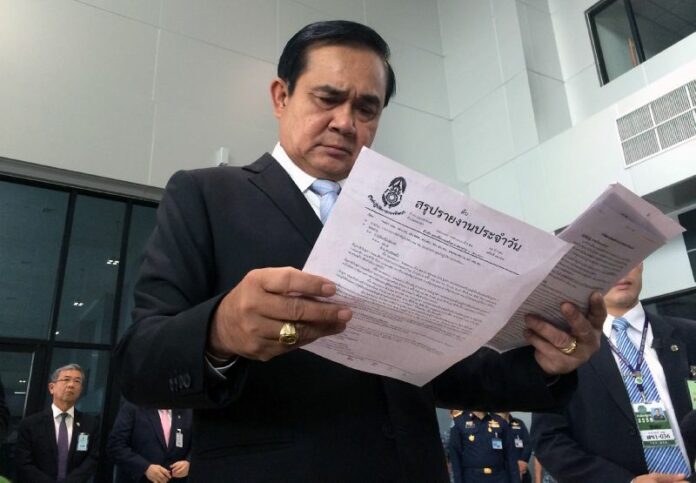 Gen. Prayuth Chan-ocha at the Royal Thai Air Force base in Bangkok, 25 March 2015.<br />