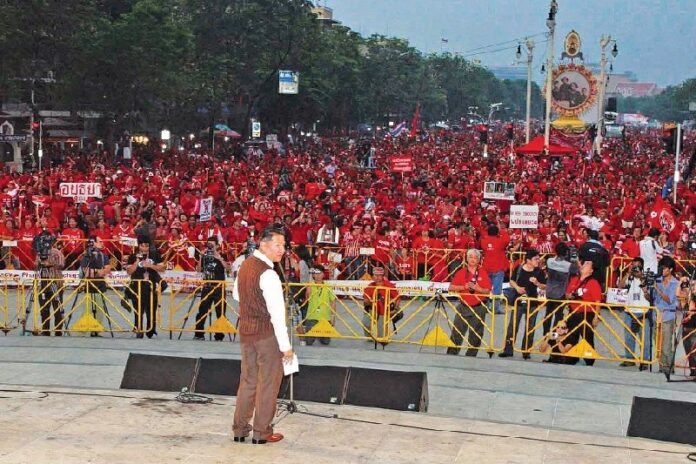 Redshirts gather for the first anniversary of the 10 April 2010 clashes, 10 April 2011.