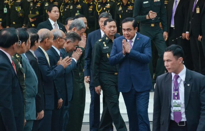 Prayuth at the Royal Thai Army's Command and General Staff College in Bangkok, 3 April 2015<br />