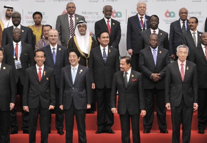 Thai junta chairman Prayuth Chan-ocha at a summit for leaders of Asian and African nations in Indonesia 22 April 2015.