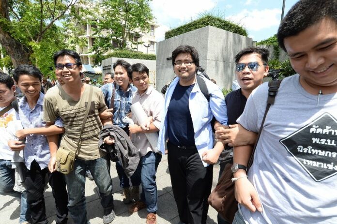 Student activists from the Young People for Social-Democracy Movement (YPD) were arrested in Bangkok prior to their planned anti-coup protest, 22 May 2015.