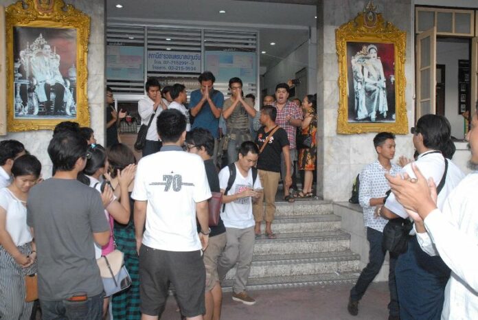 The student activists after they were released by police on the following day, 23 May 2015.