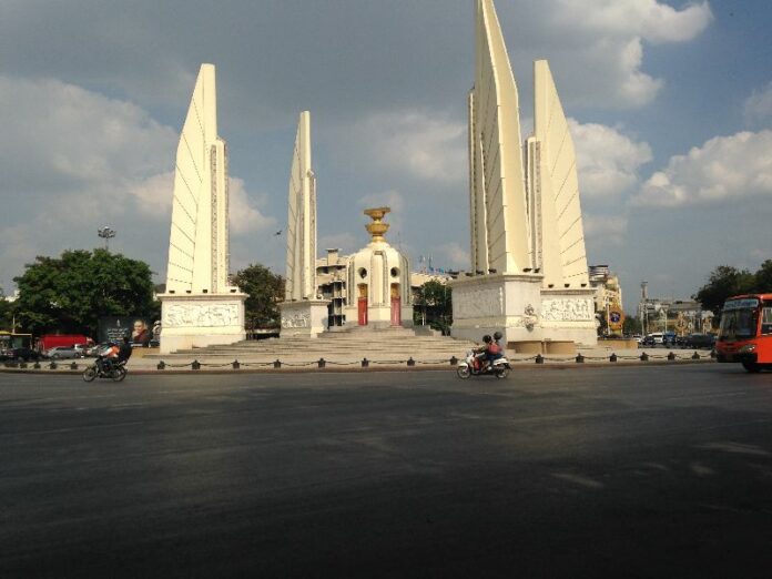 File photo of Democracy Monument on Ratchadamnoen Avenue in Bangkok.<br />
