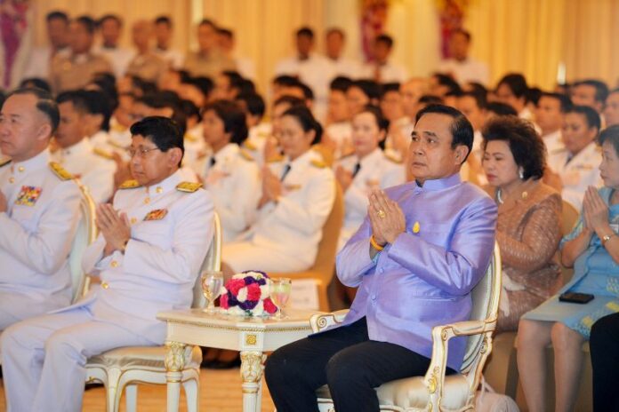 Gen. Prayuth Chan-ocha attending a religious ceremony at the Government House in Bangkok, 26 June 2015.
