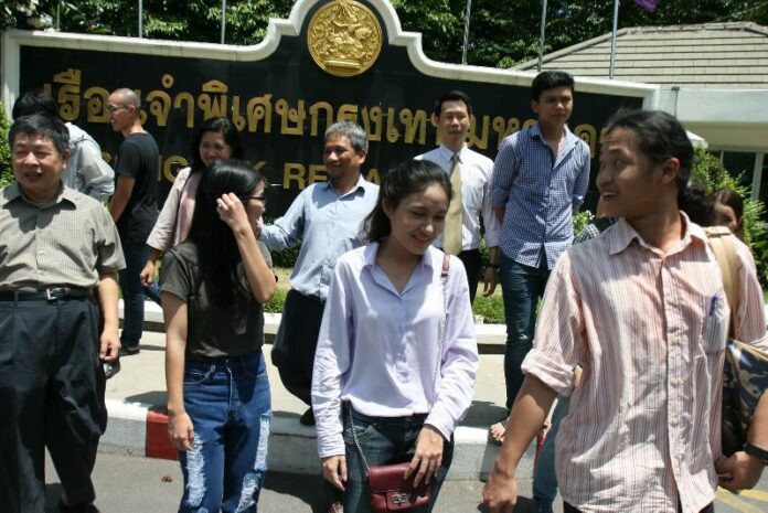 University lecturers visit the jailed activists in Bangkok Remand Prison on 2 July 2015.