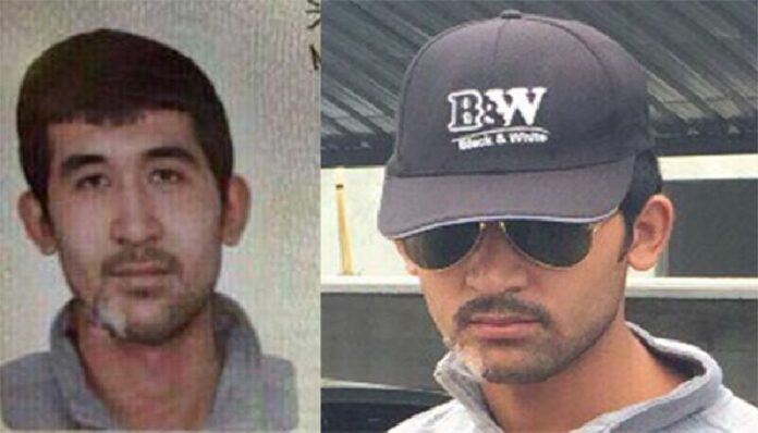 Image from a passport alleged to belong to the suspect, at right, taken into Thai custody yesterday.