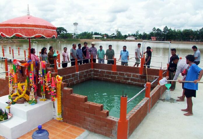 A Naga shrine has been erected beside this municipal well thought to be a font of rejuvenating and fortuitous fluids today in Buriram province.