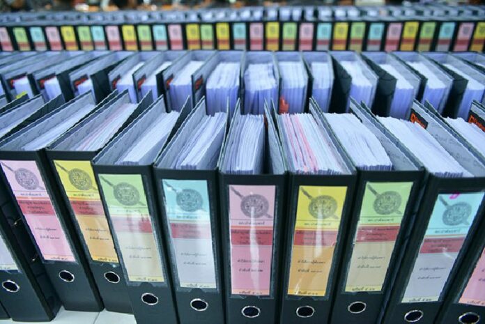Police yesterday displayed binders and boxes said to contain the work product of their five-month investigation into human trafficking in Thailand.