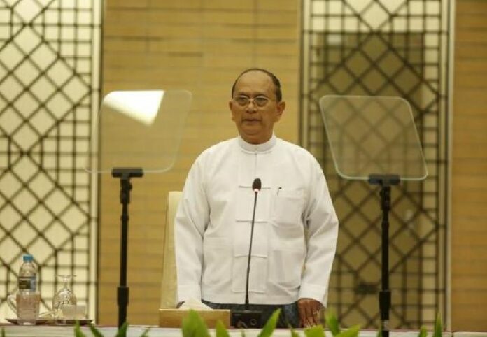 Myanmar's President Thein Sein speaks at a meeting with ethnic rebel groups on 9 Sept. to discuss a nationwide ceasefire agreement in Naypyitaw. Photo: Reuters / Soe Zeya Tun
