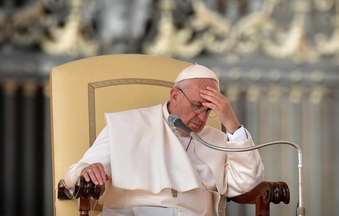 Pope Francis delivers his weekly address Wednesday in St. Peter's Square in the Vatican City. Photo: EPA / Ettore Ferrari