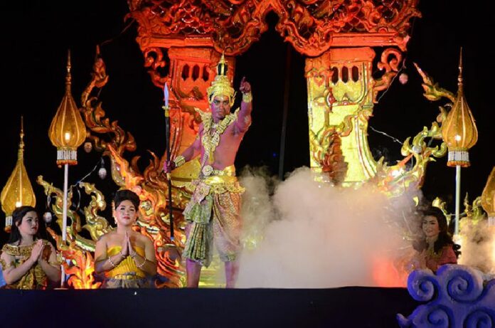 A show at Wat Sri Boonruang in Nong Khai province Sunday night opened Naga Fireball season.