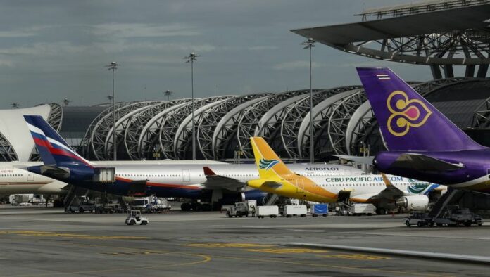 Aircraft at Bangkok's Suvarnabhumi Airport in a July 2014 file photo. Photo: Barbara Walton / EPA Aircraft at Bangkok's Suvarnabhumi Airport in a July 2014 file photo. Photo: Barbara Walton / EPA